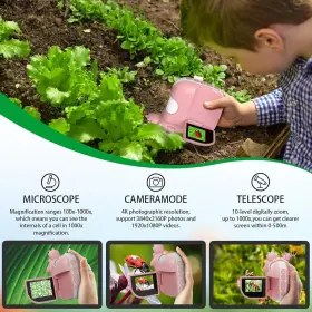 Scope-11 Winwend Kids Microscope 1000x Handheld Portable With 8 Adjustable Led Pink #3