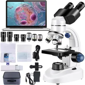40x-2000x Woehrsh 744759108524 Microscope For Adults Wf10x And Wf25x Eyepieces Magnification Usb Cam