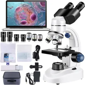 B0cg3gfknc Woehrsh 40x-2000x Compound Binocular Microscope Wf10x Wf25x Eye Magnification Usb Camera
