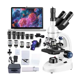 40x-5000x Woehrsh Cdjhj368 Adult Trinocular Microscope Wf10x And Wf25x Eyepieces Magnification