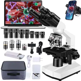 40x-2000x Woehrsh Dheh9143 Microscope For Adults Wf10x And Wf25x Eyepieces Magnification Usb
