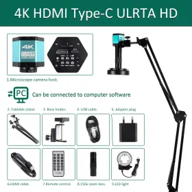 Rzz4-4006-150 Yizhan 4k 48 Mp Digital Microscope Kit Hdmi/usb Type-c 1 150 C-mount Lens Led Light