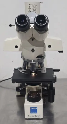 451485 Zeiss Axioskop Microscope With Magnification Changer And 4x 10x 40x 100x Plan-achr