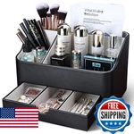 Kingfom Leather Makeup Organizer With Drawer, Cosmetic Storage For Dresser Count. Fixed Price $69.52.
