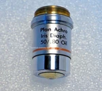 Reichert Short-barrel 50X Plan-achro Microscope Objective, Exc. Condition.. Fixed Price $65.00.