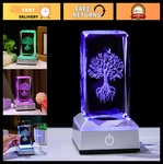 3D Laser Engraved Tree Of Life Crystal Cube - Color Changing Led Light Base, Hom. Fixed Price $52.99.