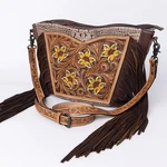 Ad American Darling Hand-tooled Floral Leather Crossbody Bag With Fringe. Fixed Price $108.00.