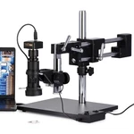Amscope H800 0.7X-5X Zoom Led Microscope On Dual-arm Boom Stand + 5MP Camera. Fixed Price $1204.99.