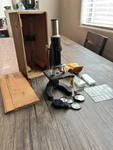Vintage Edmund 300X Microscope With Original Wooden Box, Balsam Cement.. Fixed Price $57.00.