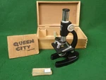 Vintage Monolux K-1371 Small Microscope With Wooden Case Student/school? Japan. Fixed Price $45.00.