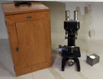 Vintage Officine Galileo Microscope W/ Original Case, Objectives & Light Source. Fixed Price $195.00.