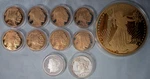 Lot Of 11 American Mint Replica Coins Buffalo Morgan Peace Double Eagle. Fixed Price $38.95.