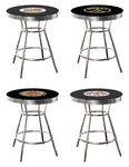Black Bar Pub Table With Vintage Gas Garage Auto Shop Theme Decal Glass Option. Fixed Price $329.87.