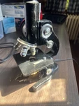 Ernst Leitz Wetzlar Microscope With 3 Objectives And Light Source. Fixed Price $199.50.