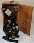 Vintage 1934 Bausch & Lomb Microscope Dovetailed Wood Box Case Beautiful Working. Fixed Price $225.00.