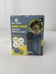 Bnise 60X 120X Pocket Microscope W/ 5 Slides Light & Uv Check , New Sealed. Fixed Price $16.00.