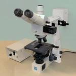 Zeiss Axiolab Upright Trinocular Fluorescent Microscope, 450905. Fixed Price $1375.00.
