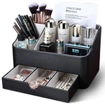 Kingfom Leather Makeup Organizer With Drawer, Cosmetic Storage For Dresser Count. Fixed Price $69.52.
