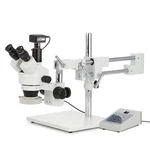 Amscope 3.5-90X Simul-focl Trinocular Stereo Boom Led MICROSCOPE+5MP Camera USB3. Fixed Price $1154.99.