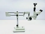 Amscope Trinocular Boom Stand Stereo Zoom Microscope 2X225X Magnification. Fixed Price $999.99.