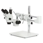 Amscope 3.5X-45X Simul-focal Stereo Lockable Zoom Microscope Dual Arm Boom Stand. Fixed Price $648.99.