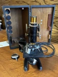Antique Bausch & Lomb Optical Iron And Brass Microscope Rochester Ny. Fixed Price $68.00.