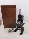 Bausch & Lomb Optical Vintage Microscope Monocular With 3 Objectives Wood Case. Fixed Price $249.95.