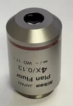 Nikon Plan Fluor 4X/0.13 M25 Microscope Objective, /-, Wd 17.1MM. Fixed Price $600.00.